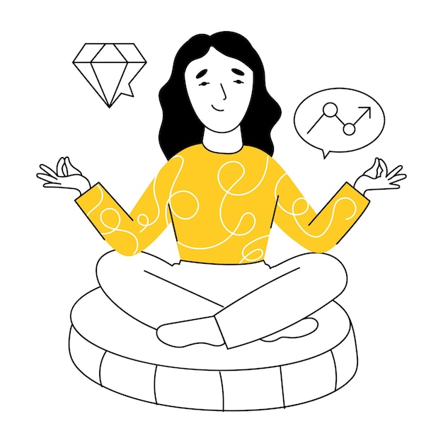 Ilustración de dibujo de la meditación de negocios