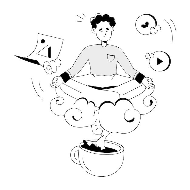 Ilustración de dibujo que representa el contenido del pensamiento.