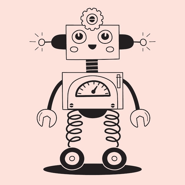 Vector ilustración de dibujo de robot dibujado a mano