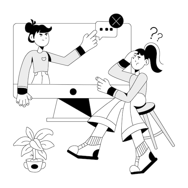 Ilustración de dibujo del trabajo en línea