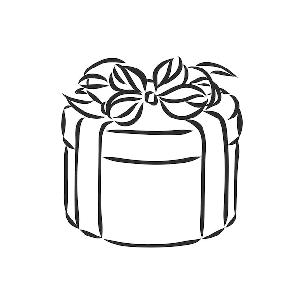 Ilustración de dibujo vectorial - caja de regalo. Caja de regalo con lazo, dibujo vectorial sobre fondo blanco.