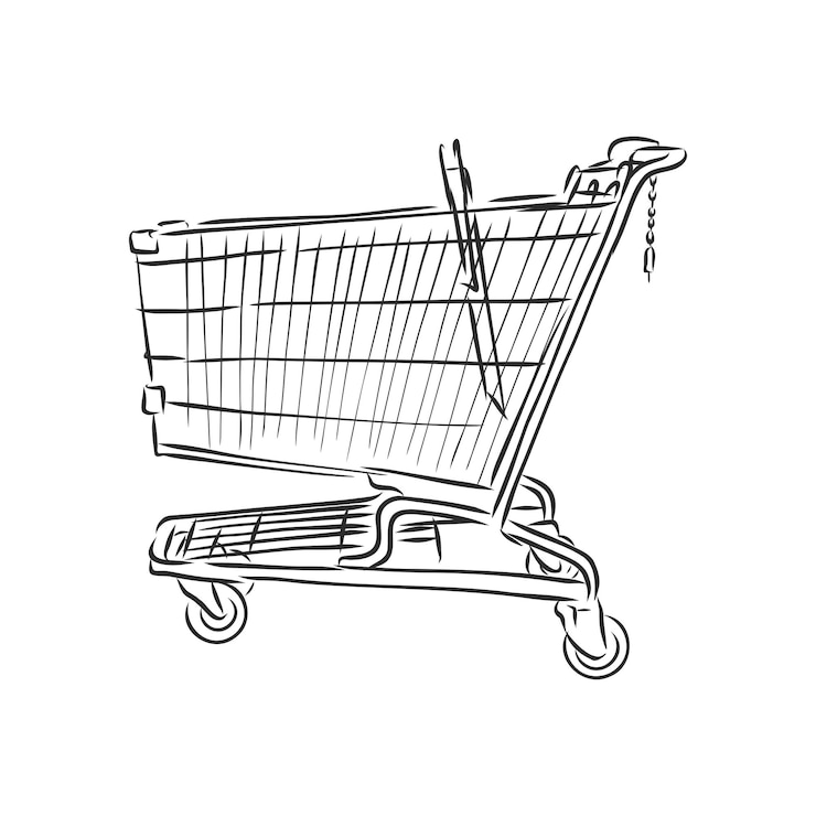 Vector ilustración de dibujo vectorial - carro para compras, ilustración de dibujo de vector de carro de compras
