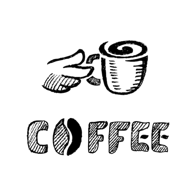 Ilustración de dibujo vectorial - taza de café