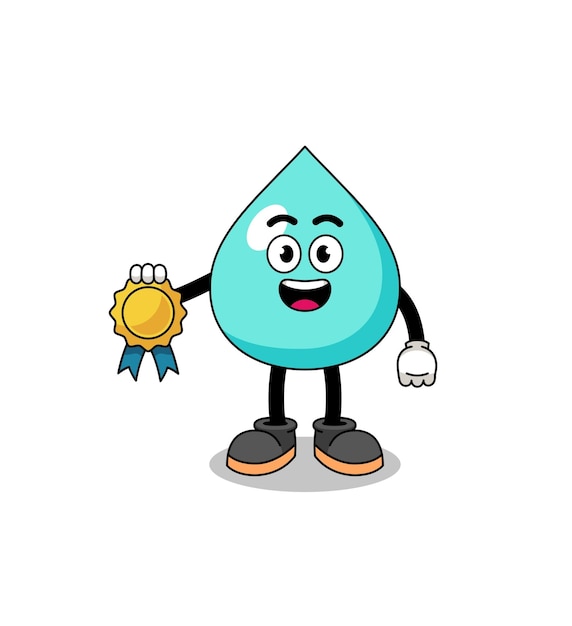 Ilustración de dibujos animados de agua con diseño de personajes de medalla de satisfacción garantizada