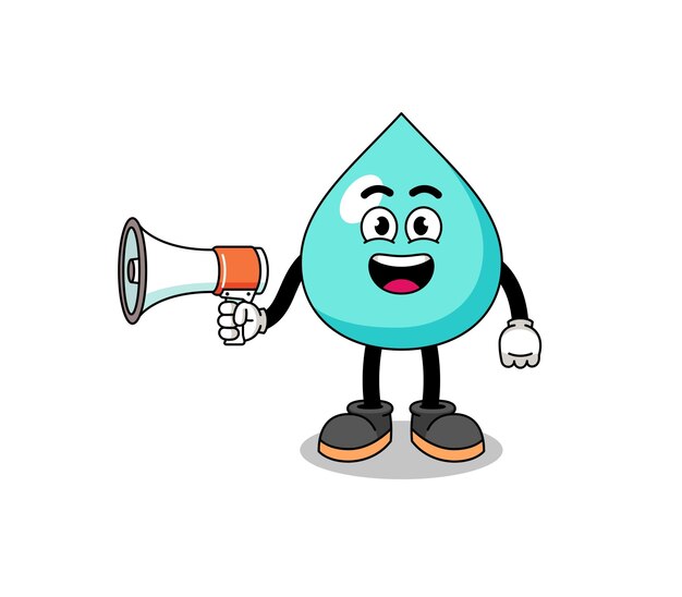 Ilustración de dibujos animados de agua con diseño de personajes de megáfono