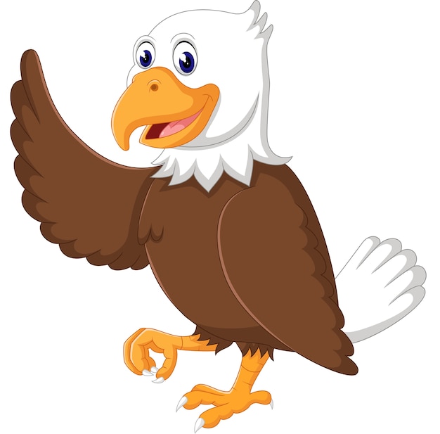 Ilustración de dibujos animados de águila linda agitando
