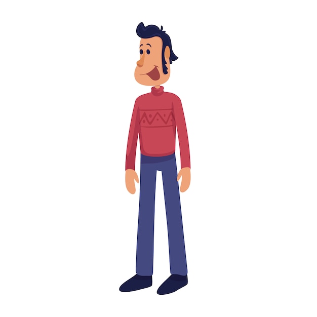 Ilustración de dibujos animados alegre y guapo hombre adulto. Persona de sexo masculino sonriente de mediana edad. Plantilla de personaje lista para usar para comerciales, animación, impresión. héroe cómico