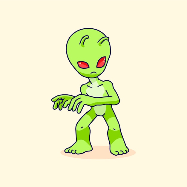 Vector ilustración de dibujos animados alienígenas dibujados a mano