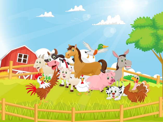 Ilustración de dibujos animados de animales de granja