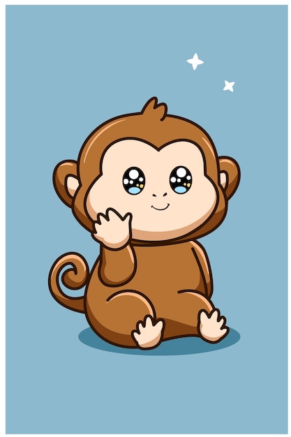 Una ilustración de dibujos animados de animales mono lindo y divertido