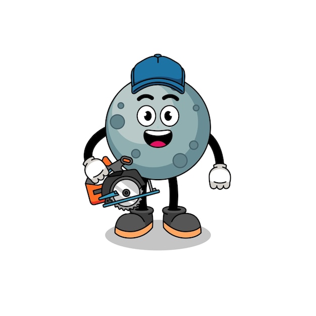 Ilustración de dibujos animados de asteroide como carpintero