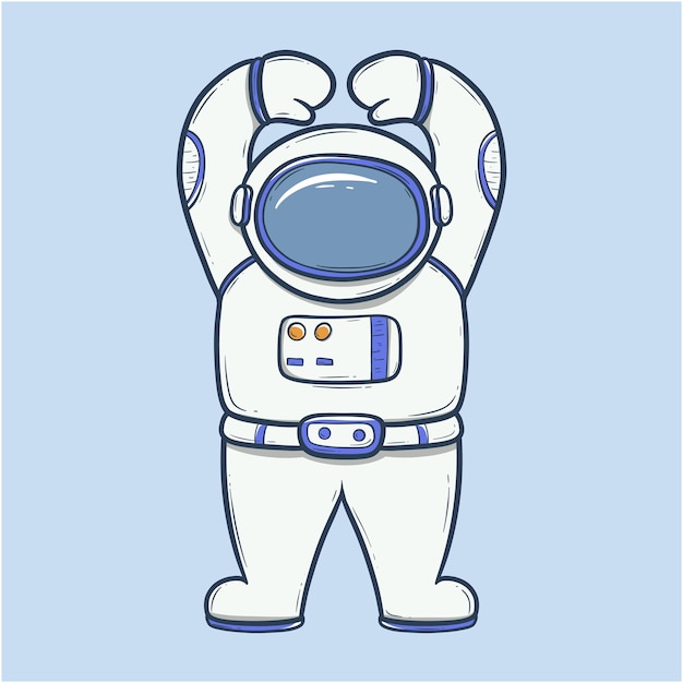 Ilustración de dibujos animados de astronautas con una pose amistosa