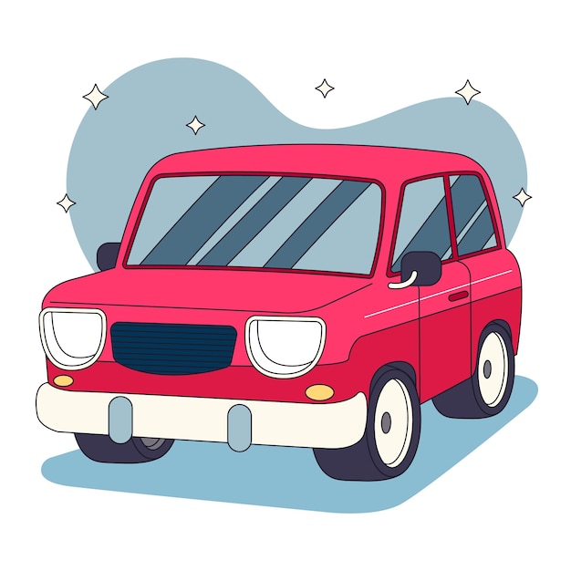 Vector ilustración de dibujos animados de automóviles dibujada a mano