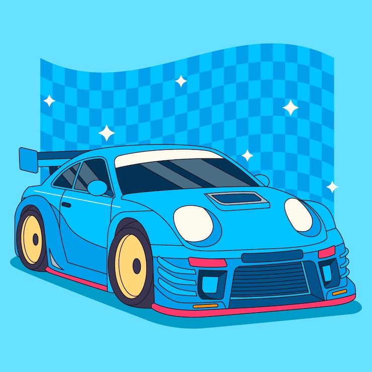 Vector ilustración de dibujos animados de automóviles dibujada a mano