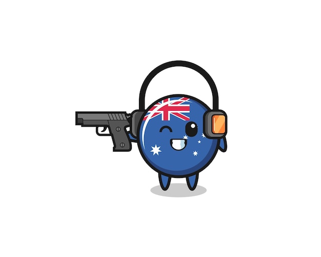 Ilustración de dibujos animados de la bandera de australia haciendo campo de tiro