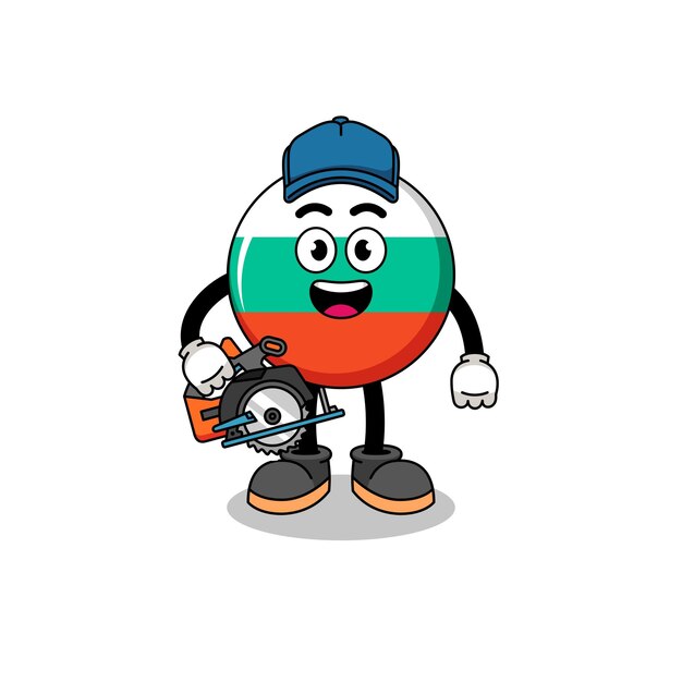 Ilustración de dibujos animados de la bandera de bulgaria como carpintero