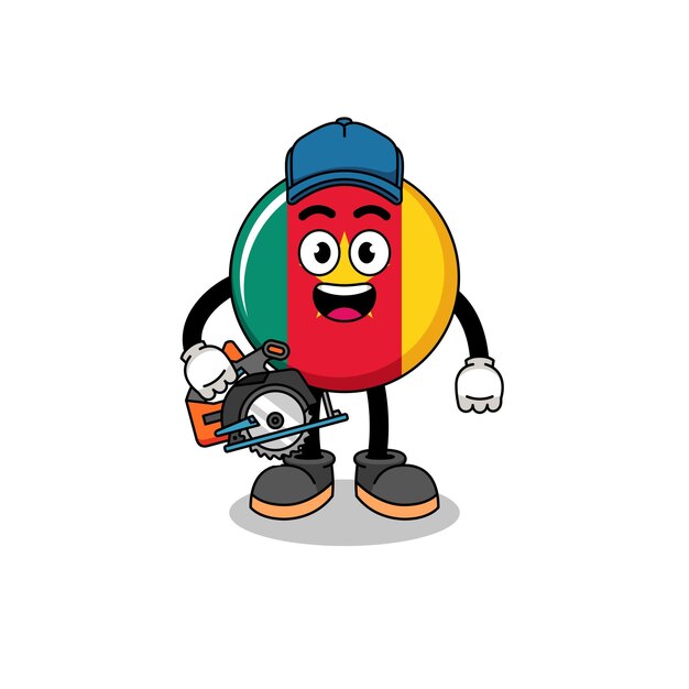 Ilustración de dibujos animados de la bandera de Camerún como carpintero