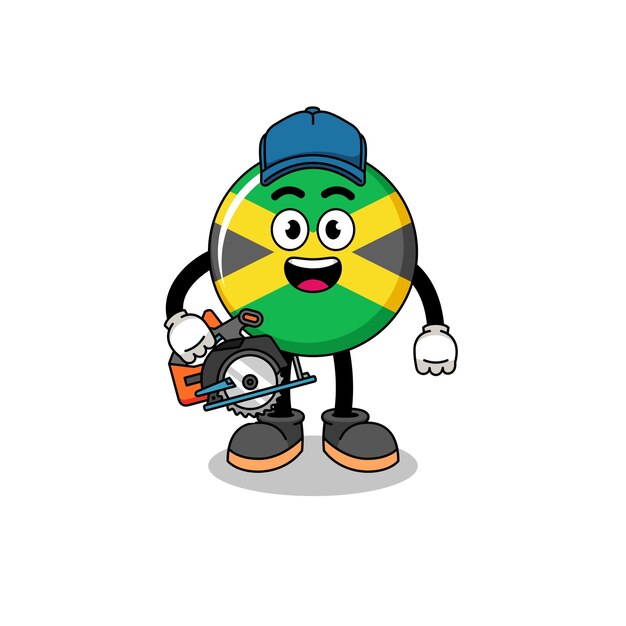 Ilustración de dibujos animados de la bandera de jamaica como carpintero