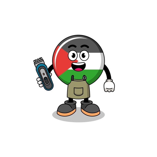 Ilustración de dibujos animados de la bandera palestina como un peluquero
