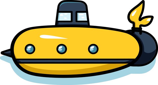 una ilustración de dibujos animados de un barco amarillo con una tapa azul y una tapa amarilla