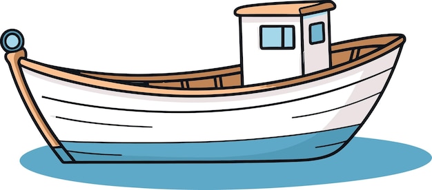 una ilustración de dibujos animados de un barco con una puerta abierta y un fondo azul con un texto que dice la palabra