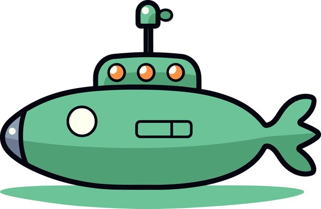 una ilustración de dibujos animados de un barco verde con una tapa azul y un fondo blanco