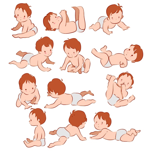 Una ilustración de dibujos animados de un bebé y un bebé en la parte inferior.