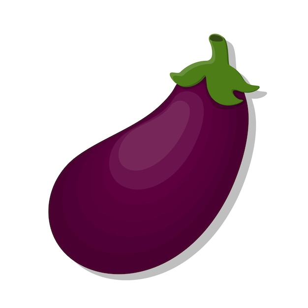 Ilustración de dibujos animados de berenjena púrpura fresca de verduras