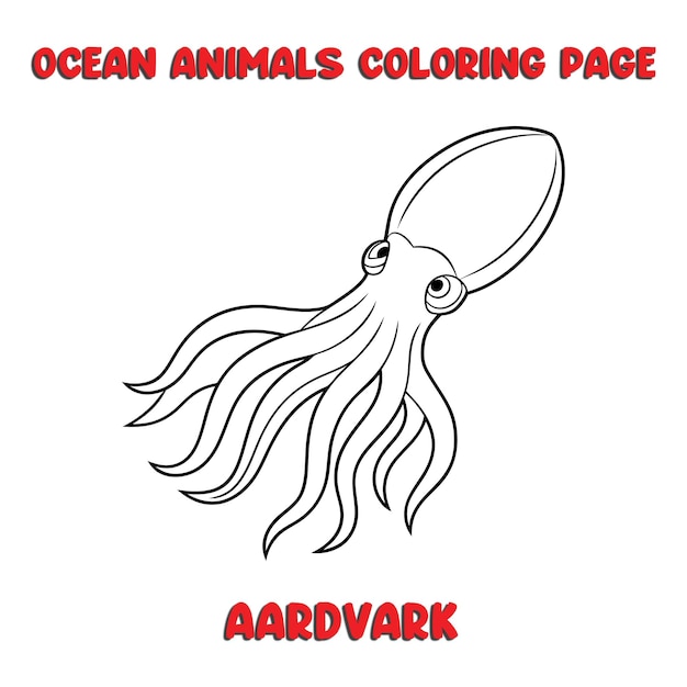 Ilustración de dibujos animados en blanco y negro de lindo personaje animal de CUTTLEFISH para libro de colorear