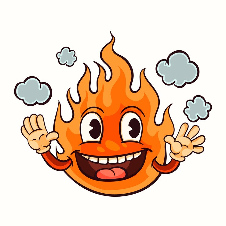 Ilustración de dibujos animados de bola de fuego dibujada a mano