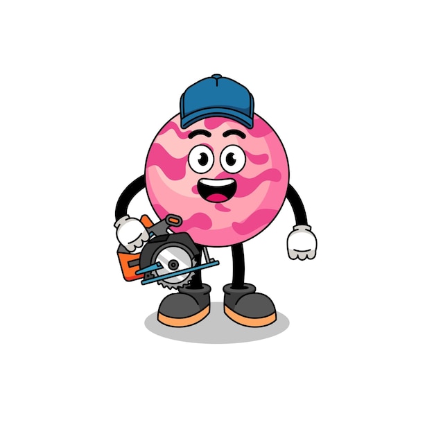 Ilustración de dibujos animados de bola de helado como carpintero