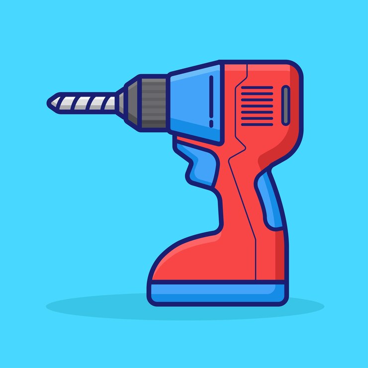 Vector ilustración de dibujos animados bonitos trabajador de herramientas de perforación