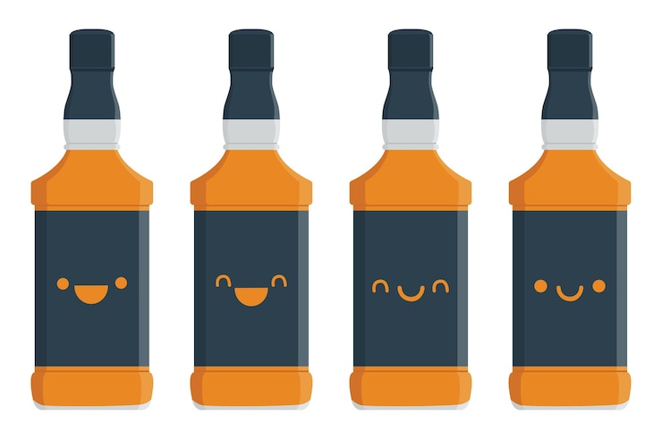 Vector ilustración de dibujos animados de botella elegante kawaii