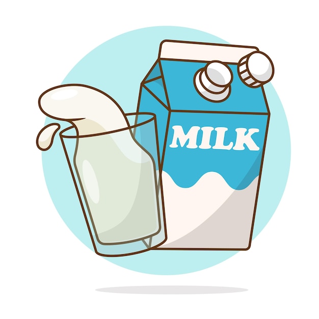 Vector ilustración de dibujos animados botella de leche con un vector de vidrio