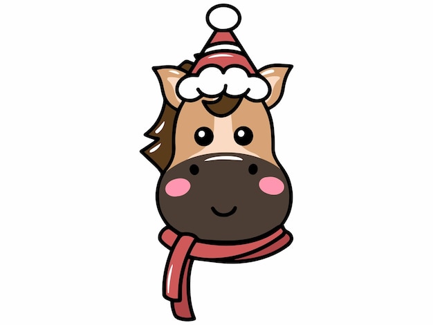 Ilustración de dibujos animados de la cabeza del caballo de Navidad