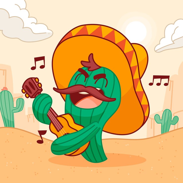 Vector ilustración de dibujos animados de cactus dibujados a mano