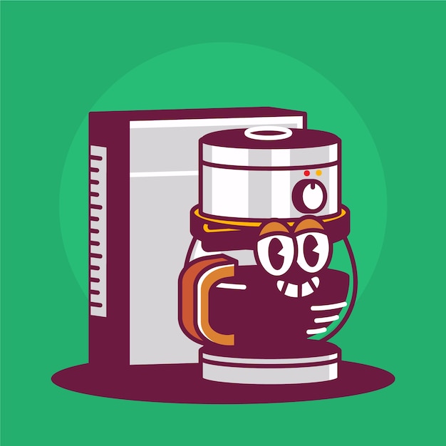 Vector ilustración de dibujos animados de café dibujada a mano