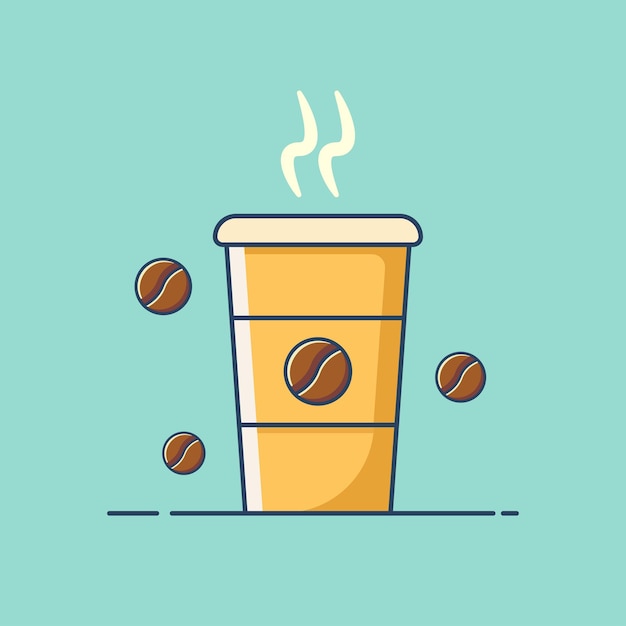 Vector ilustración de dibujos animados de café vectorial con granos