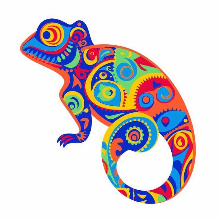 Vector ilustración de dibujos animados de camaleón