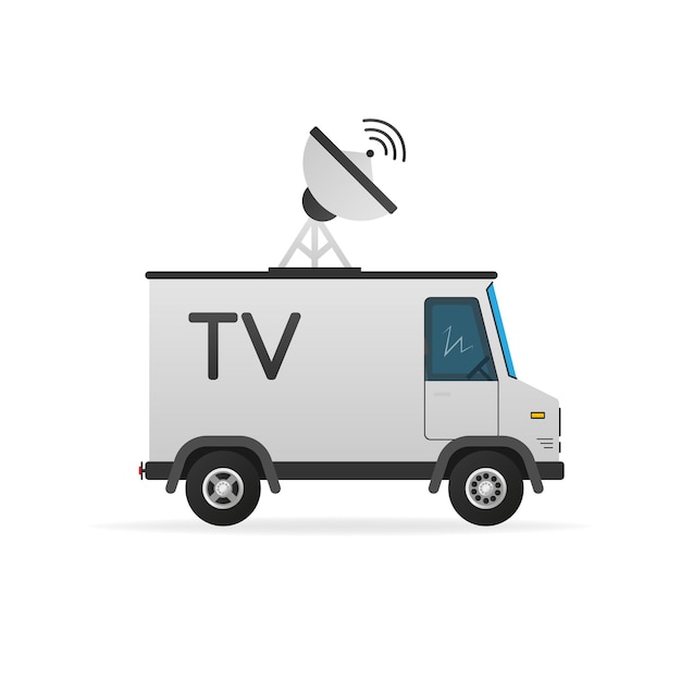 Ilustración de dibujos animados con camión de televisión para el diseño de informes Ilustración de vector de dibujos animados Red de Internet