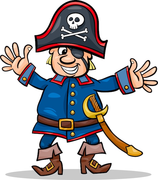 Ilustración de dibujos animados de capitán pirata