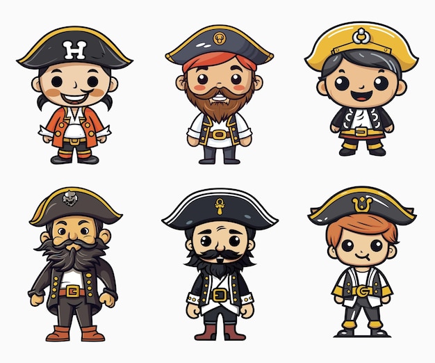 Vector ilustración de dibujos animados del capitán pirata