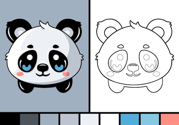 Ilustración de dibujos animados de cara de panda lindo en estilo de página para colorear bebé animal salvaje