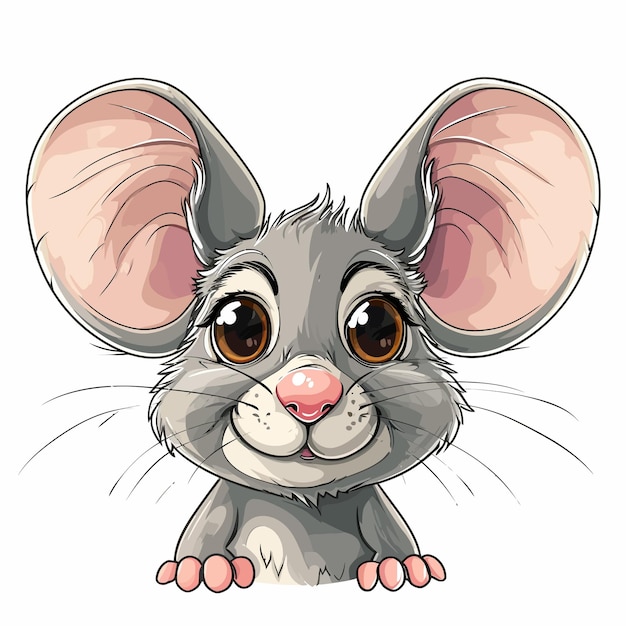 Vector ilustración de dibujos animados con cara de ratón