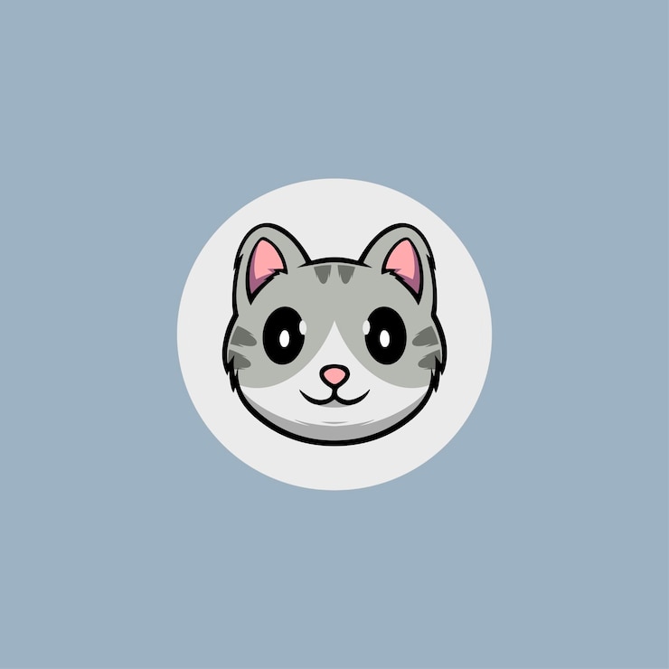Ilustración de dibujos animados de cara sonriente de gato lindo