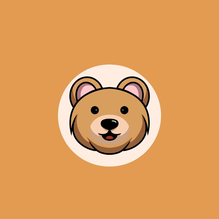 Ilustración de dibujos animados de cara sonriente de oso lindo