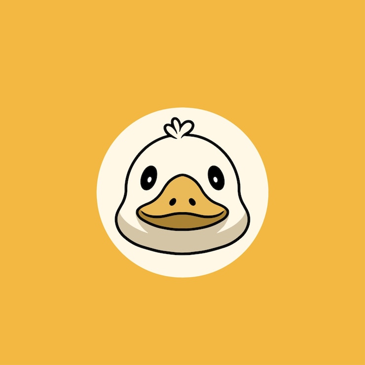 Ilustración de dibujos animados de cara sonriente de pato lindo