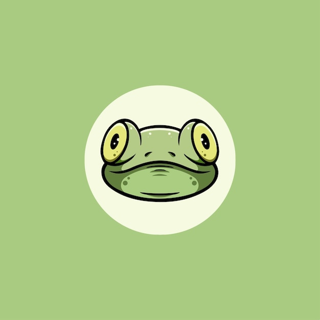 Ilustración de dibujos animados de cara sonriente de rana linda