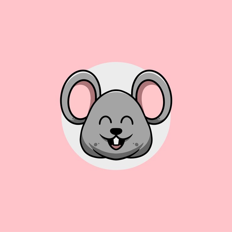 Ilustración de dibujos animados de cara sonriente de ratón lindo