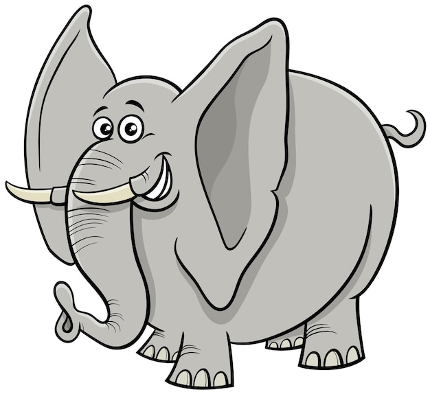 Ilustración de dibujos animados de carácter animal cómico elefante africano